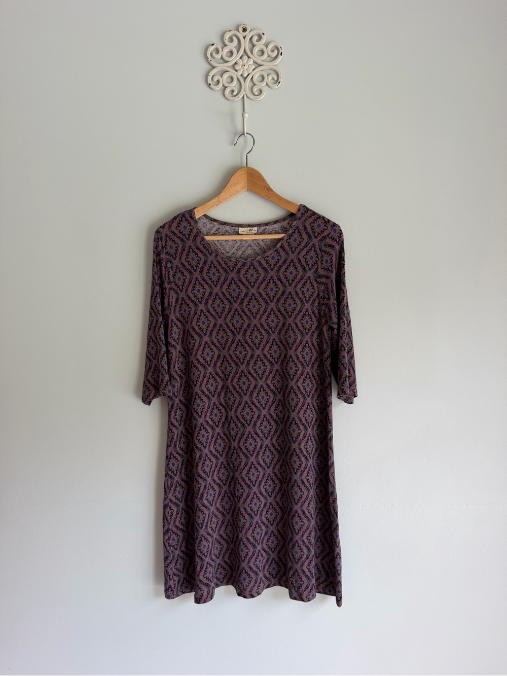 NATURAL LIFE Soft Purple Patterned Midi Dress Size L